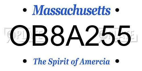 OB8A255 Massachusetts License Plate