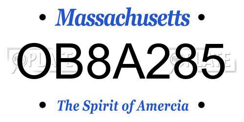 OB8A285 Massachusetts License Plate