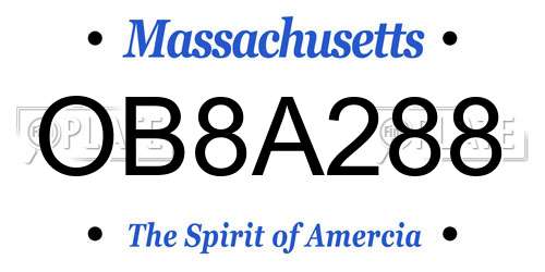 OB8A288 Massachusetts License Plate