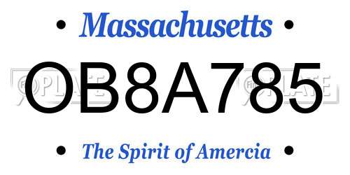OB8A785 Massachusetts License Plate