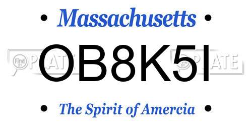 OB8K5I Massachusetts License Plate