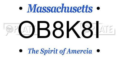 OB8K8I Massachusetts License Plate