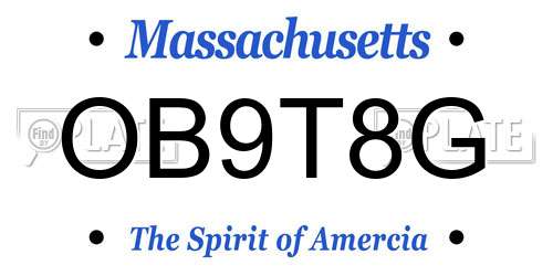 OB9T8G Massachusetts License Plate