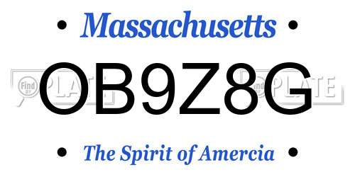 OB9Z8G Massachusetts License Plate
