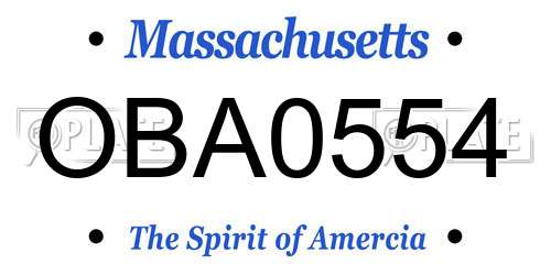 OBA0554 Massachusetts License Plate
