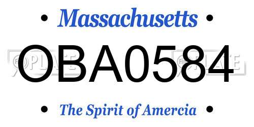 OBA0584 Massachusetts License Plate