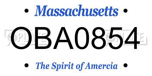 OBA0854 Massachusetts License Plate