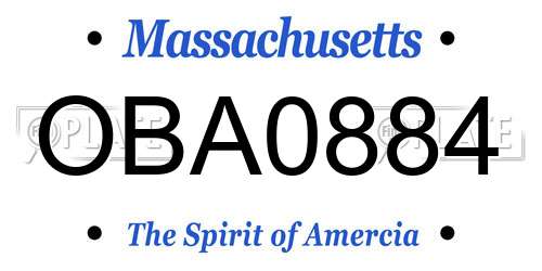 OBA0884 Massachusetts License Plate