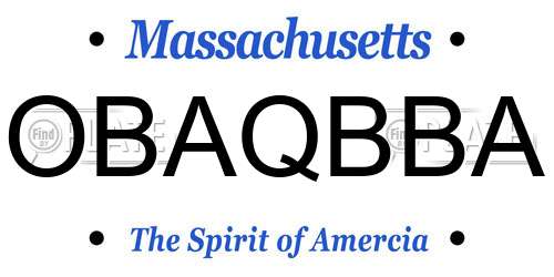 OBAQBBA Massachusetts License Plate