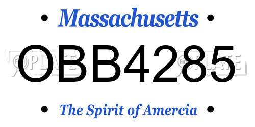 OBB4285 Massachusetts License Plate