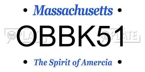 OBBK51 Massachusetts License Plate