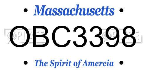 OBC3398 Massachusetts License Plate