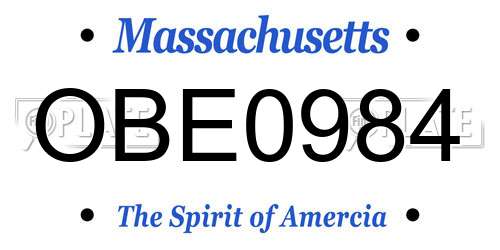 OBE0984 Massachusetts License Plate