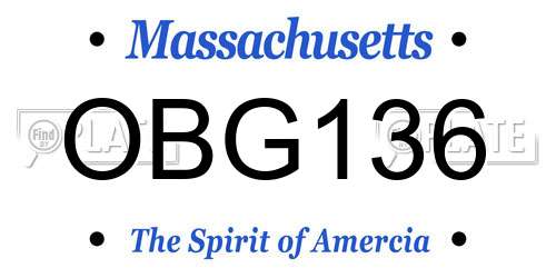 OBG136 Massachusetts License Plate