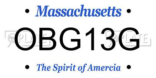OBG13G Massachusetts License Plate