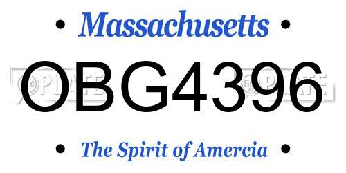 OBG4396 Massachusetts License Plate