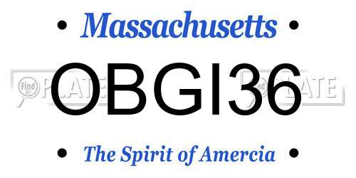OBGI36 Massachusetts License Plate