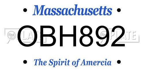 OBH892 Massachusetts License Plate