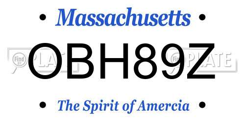 OBH89Z Massachusetts License Plate