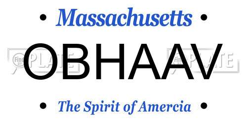 OBHAAV Massachusetts License Plate