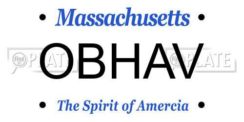 OBHAV Massachusetts License Plate