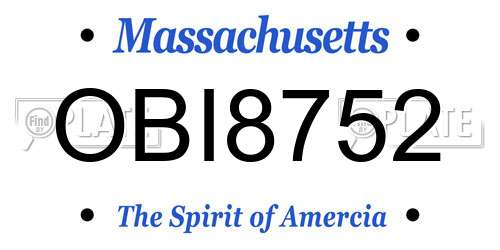 OBI8752 Massachusetts License Plate