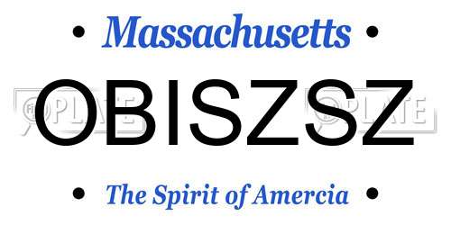 OBISZSZ Massachusetts License Plate