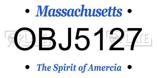 OBJ5127 Massachusetts License Plate