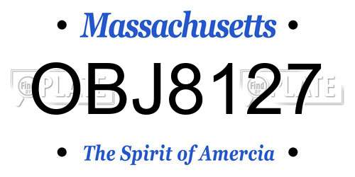 OBJ8127 Massachusetts License Plate