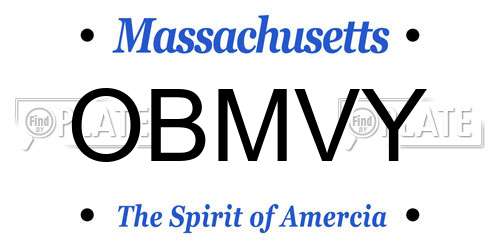 OBMVY Massachusetts License Plate