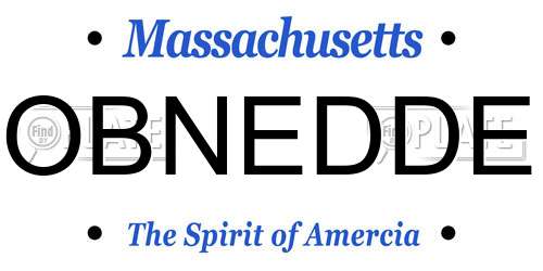 OBNEDDE Massachusetts License Plate