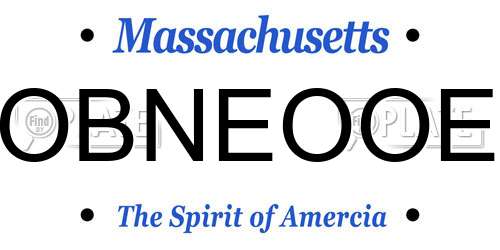 OBNEOOE Massachusetts License Plate