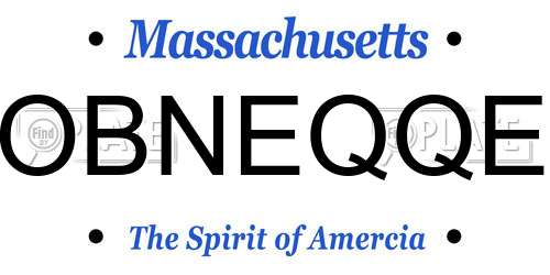 OBNEQQE Massachusetts License Plate