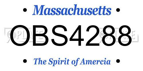 OBS4288 Massachusetts License Plate