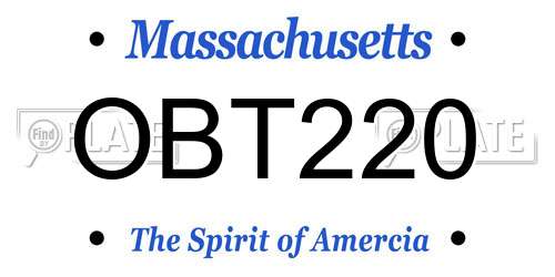 OBT220 Massachusetts License Plate