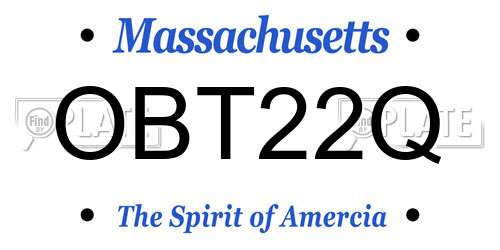 OBT22Q Massachusetts License Plate
