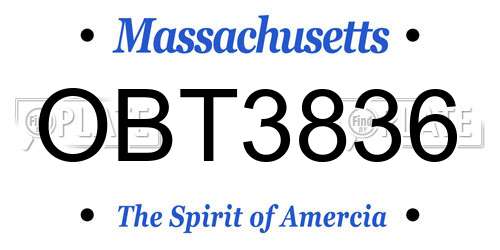 OBT3836 Massachusetts License Plate