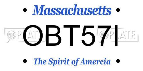OBT57I Massachusetts License Plate