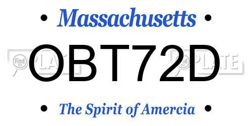 OBT72D Massachusetts License Plate
