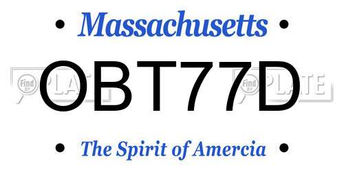 OBT77D Massachusetts License Plate