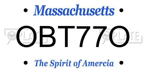 OBT77O Massachusetts License Plate