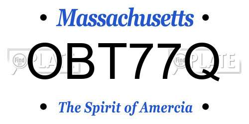 OBT77Q Massachusetts License Plate