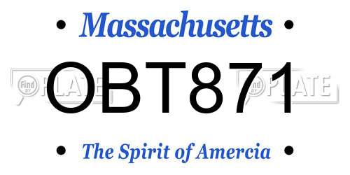 OBT871 Massachusetts License Plate