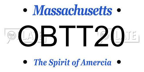 OBTT20 Massachusetts License Plate