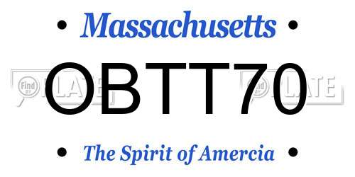 OBTT70 Massachusetts License Plate