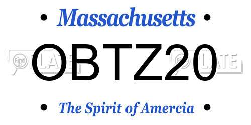 OBTZ20 Massachusetts License Plate