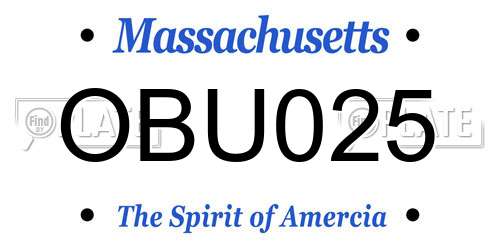 OBU025 Massachusetts License Plate