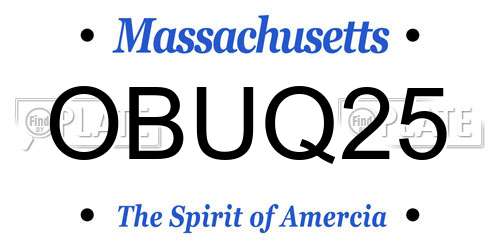OBUQ25 Massachusetts License Plate