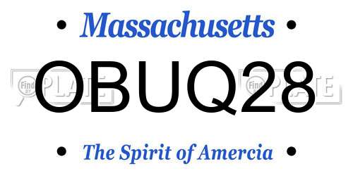 OBUQ28 Massachusetts License Plate