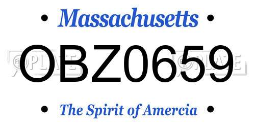 OBZ0659 Massachusetts License Plate